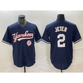 New York Yankees #2 Derek Jeter Navy With Patch Cool Base Stitched Baseball Jersey