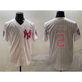 New York Yankees #2 Derek Jeter Pink With Patch Limited Stitched Baseball Jersey