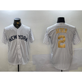 New York Yankees #2 Derek Jeter White Pinstripe Fashion Cool Baseball Jersey