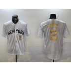 New York Yankees #2 Derek Jeter White Pinstripe Fashion Cool Baseball Jersey