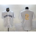 New York Yankees #2 Derek Jeter White Pinstripe Without Name Fashion Cool Baseball Jersey