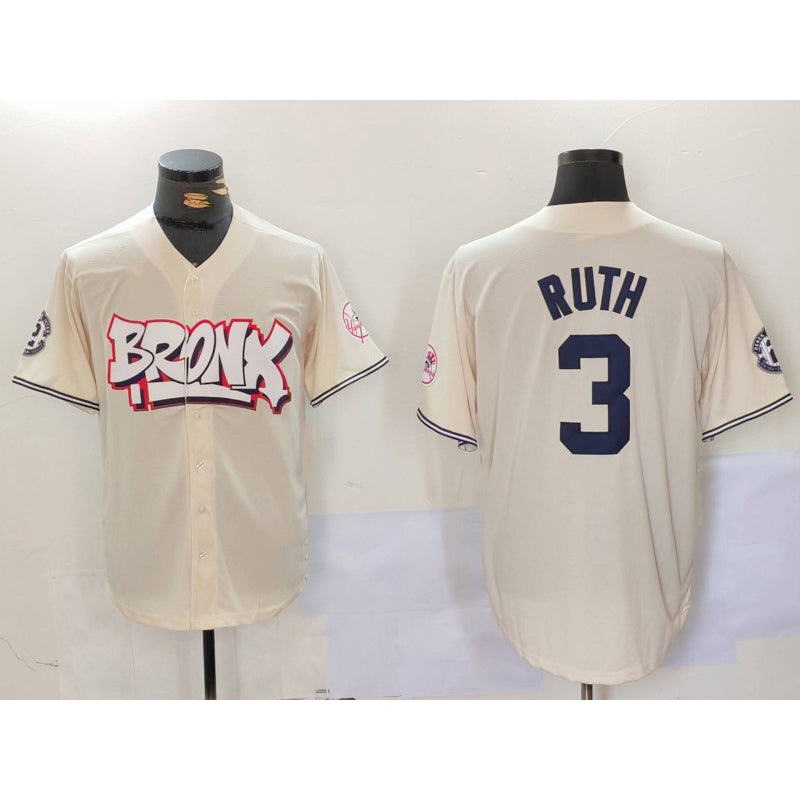 New York Yankees #3 Babe Ruth Cream Limited Stitched Baseball Jersey