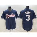 New York Yankees #3 Babe Ruth Navy Cool Base Stitched Baseball Jersey