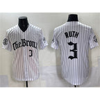 New York Yankees #3 Babe Ruth White Pinstripe 'Gothic Legacy Edition' Vapor Premier Limited Stitched Baseball Jersey