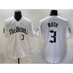 New York Yankees #3 Babe Ruth White 'Gothic Legacy Edition' Vapor Premier Limited Stitched Baseball Jersey