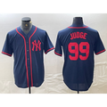 New York Yankees #99 Aaron Judge Navy Red Fashion Cool Baseball Jersey