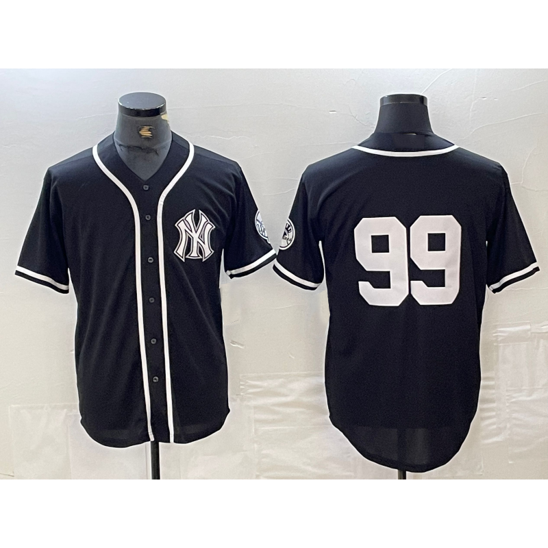 New York Yankees #99 Aaron Judge No Name Black White Cool Base Stitched Baseball Jersey