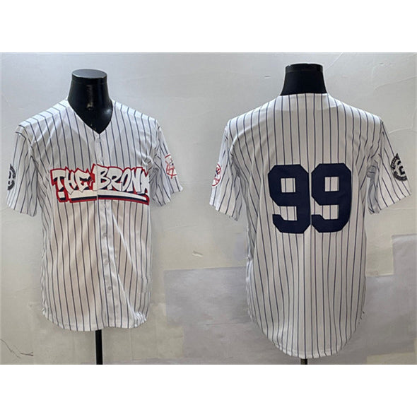 New York Yankees #99 Aaron Judge White Bronx Graffiti Vapor Limited Stitched Baseball Jersey