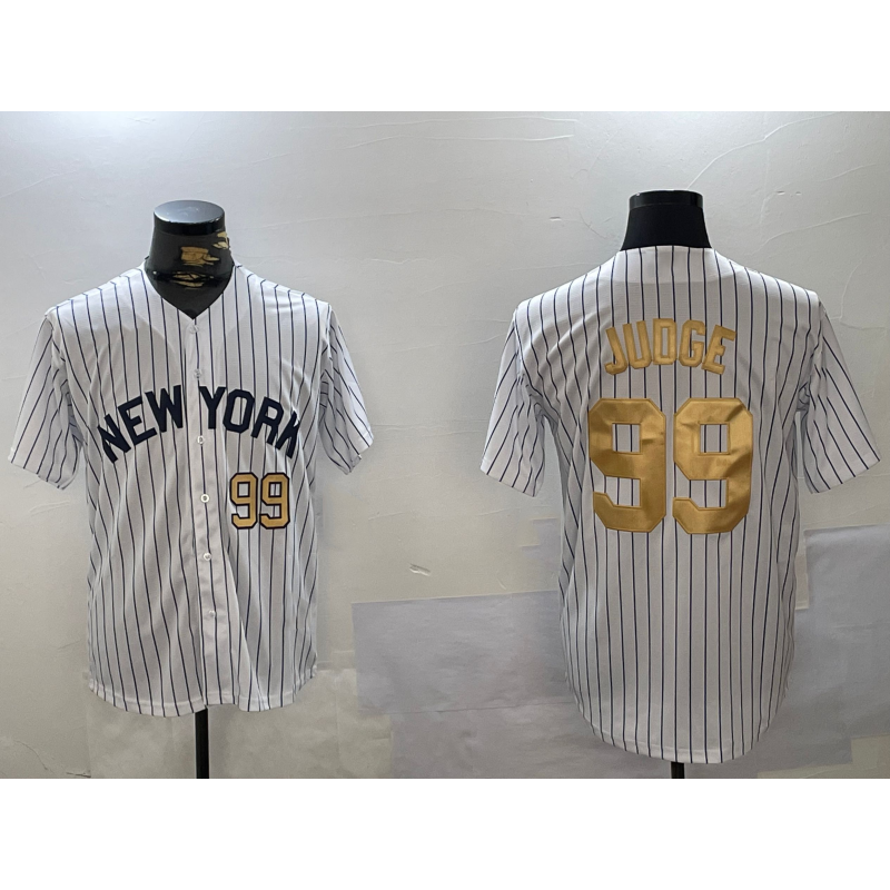 New York Yankees #99 Aaron Judge White Pinstripe Fashion Cool Baseball Jersey