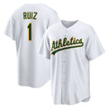 Oakland Athletics #1 Esteury Ruiz  White Home Replica Baseball Jersey