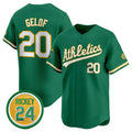 Oakland Athletics #20 Zack Gelof Green 2024 Limited With Rickey Henderson Patch Stitched Baseball Jersey