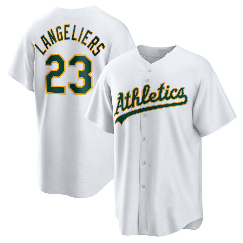 Oakland Athletics #23 Shea Langeliers White Home Replica Baseball Jersey