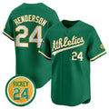 Oakland Athletics #24 Rickey Henderson Green 2024 Limited With Rickey Henderson Patch Stitched Baseball Jersey