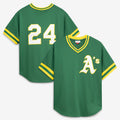 Oakland Athletics #24 Rickey Henderson Mitchell & Ness Green Authentic Batting Practice Baseball Jersey
