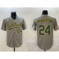 Oakland Athletics #24 Ricky Henderson Gray With Patch Stitched Baseball Jersey