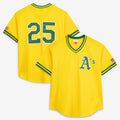Oakland Athletics #25 Mark McGwire Mitchell & Ness Gold Authentic Batting Practice Baseball Jersey
