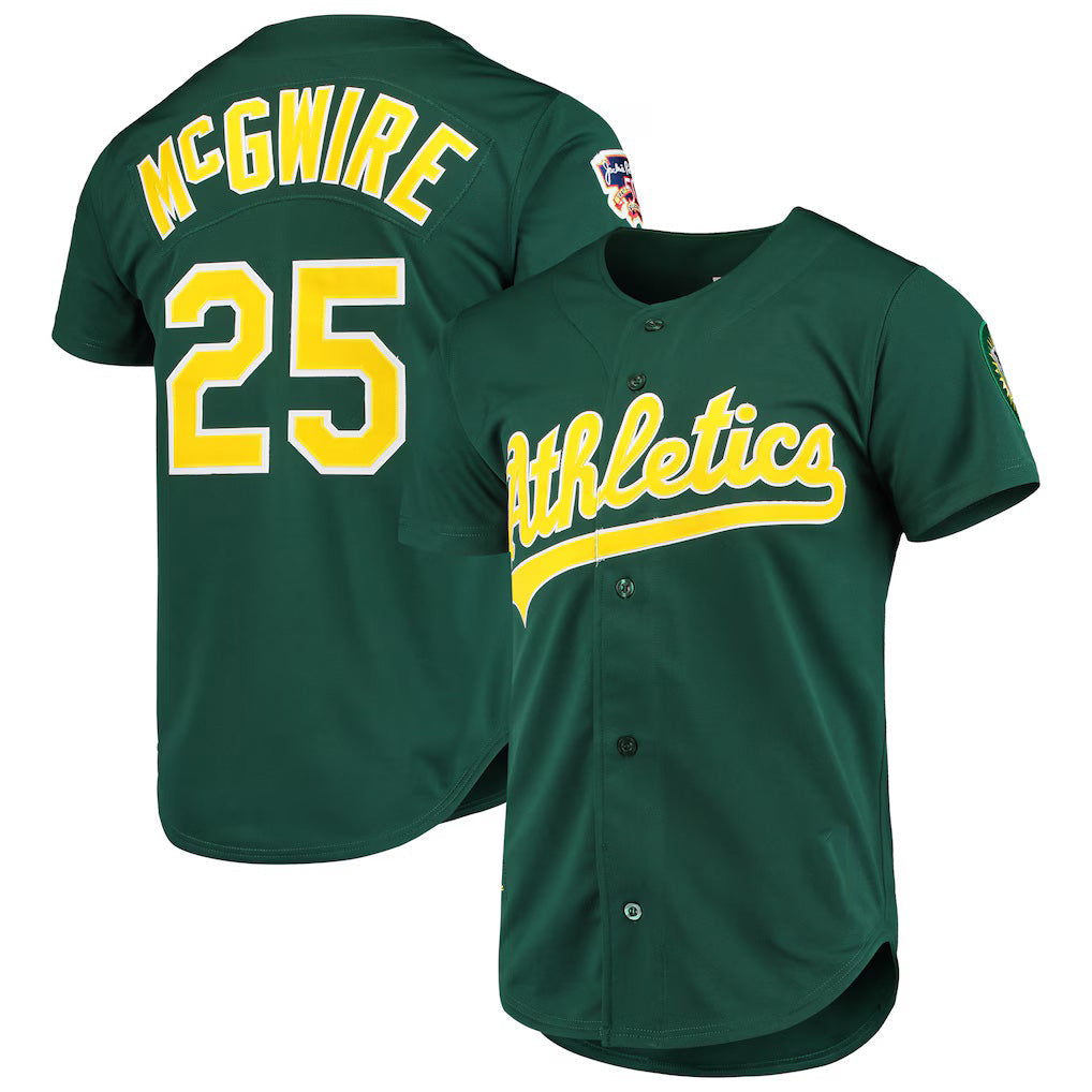 Oakland Athletics #25 Mark McGwire Mitchell & Ness Green 1997 Cooperstown Collection Authentic Baseball Jersey