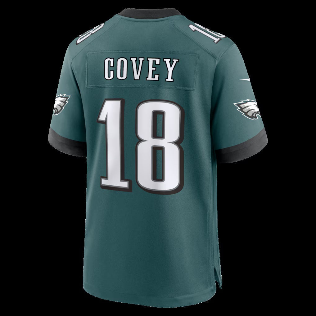 P.Eagles #18 Britain Covey Midnight Green Team Game Jersey