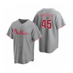 Philadelphia Phillies #45 Zack Wheeler Gray Road Stitched Baseball Jersey