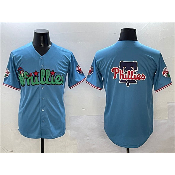 Philadelphia Phillies Team Big Logo Light Blue Phanatic Limited Stitched Baseball Jersey