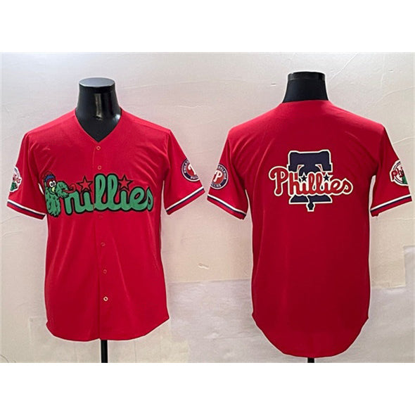 Philadelphia Phillies Team Big Logo Red Phanatic Limited Stitched Baseball Jersey
