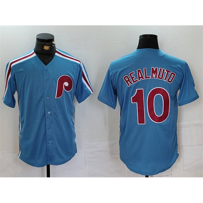 Philadelphia Phillies #10 J.T. Realmuto Blue Cool Base Stitched Baseball Jersey