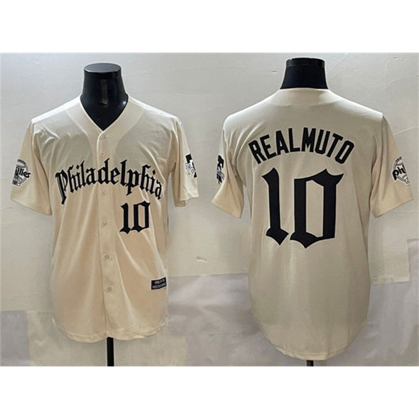 Philadelphia Phillies #10 J.T. Realmuto Cream Gothic Vapor Limited Stitched Baseball Jersey