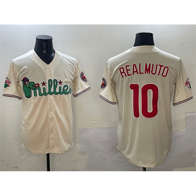 Philadelphia Phillies #10 J.T. Realmuto Cream Phanatic Limited Stitched Baseball Jersey