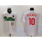 Philadelphia Phillies #10 J.T. Realmuto White Green Cool Base Stitched Baseball Jersey