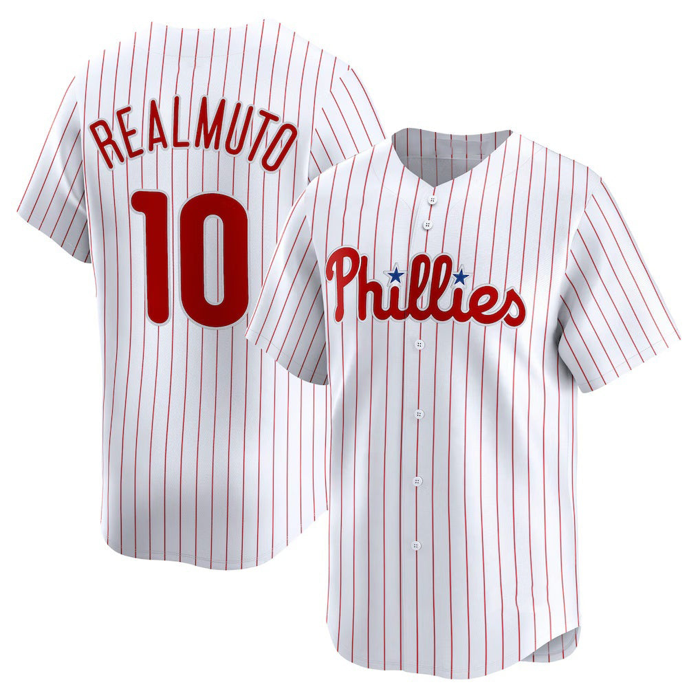 Philadelphia Phillies #10 J.T. Realmuto White Home Limited Player Baseball Jersey