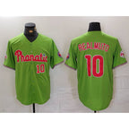Philadelphia Phillies #10 JT Realmuto Number Green With Patch Stitched Cool Baseball Jersey