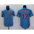 Philadelphia Phillies #12 Kyle Schwarber Blue Cool Base Stitched Baseball Jersey