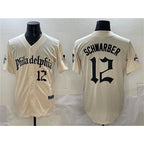 Philadelphia Phillies #12 Kyle Schwarber Cream Gothic Vapor Limited Stitched Baseball Jersey