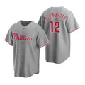 Philadelphia Phillies #12 Kyle Schwarber Gray Cool Base Stitched Baseball Jersey