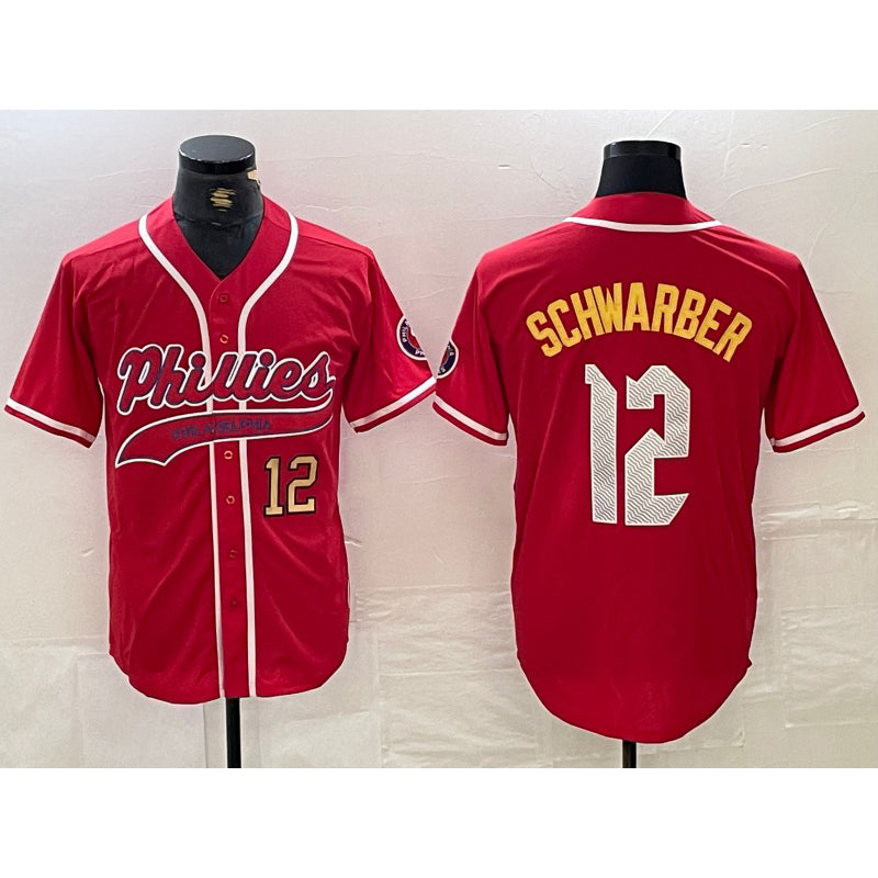Philadelphia Phillies #12 Kyle Schwarber Red 2024 City Connect Limited Stitched Baseball Jersey