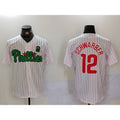 Philadelphia Phillies #12 Kyle Schwarber White Green Cool Base Stitched Baseball Jersey
