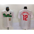 Philadelphia Phillies #12 Kyle Schwarber White Green Cool Base Stitched Baseball Jersey