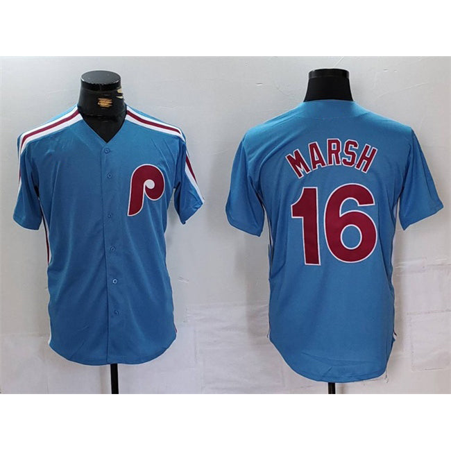 Philadelphia Phillies #16 Brandon Marsh Blue Cool Base Stitched Baseball Jersey