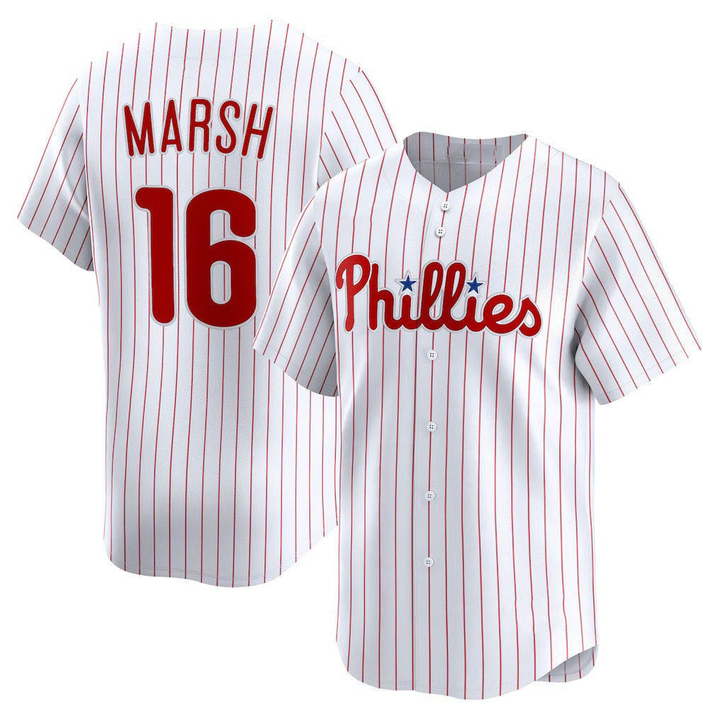 Philadelphia Phillies #16 Brandon Marsh White Home Limited Player Baseball Jersey