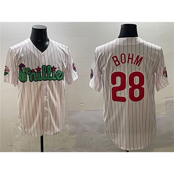 Philadelphia Phillies #28 Alec Bohm White Phanatic Cool Base Stitched Baseball Jersey