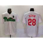 Philadelphia Phillies #28 White Green Cool Base Stitched Baseball Jersey