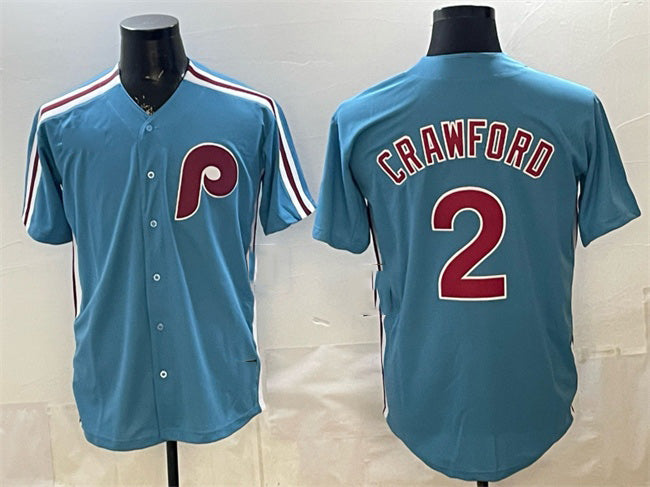 Philadelphia Phillies #2 Justin Crawford Blue Cool Base Stitched Jersey