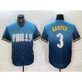 Philadelphia Phillies #3 Bryce Harper Blue 2024 City Connect Limited Stitched Baseball Jersey