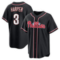 Philadelphia Phillies #3 Bryce Harper Fashion Black Out Stitched Baseball Jersey