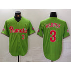 Philadelphia Phillies #3 Bryce Harper Number Green With Patch Stitched Cool Baseball Jersey