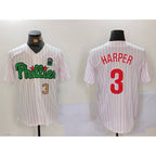 Philadelphia Phillies #3 Bryce Harper White Green Cool Base Stitched Baseball Jersey