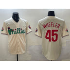 Philadelphia Phillies #45 Zack Wheeler Cream Phanatic Limited Stitched Baseball Jersey