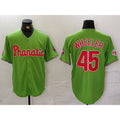 Philadelphia Phillies #45 Zack Wheeler Green With Patch Stitched Cool Baseball Jersey