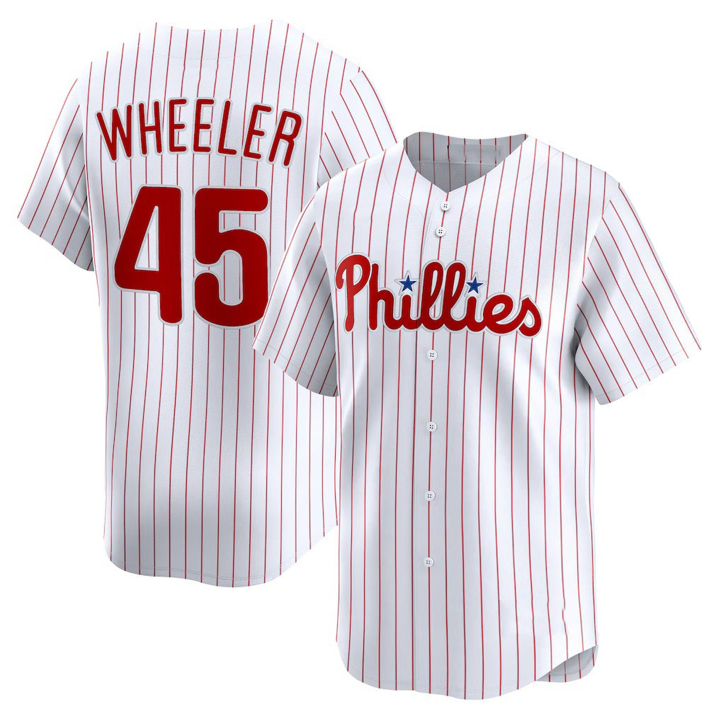 Philadelphia Phillies #45 Zack Wheeler White Home Limited Player Baseball Jersey