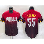 Philadelphia Phillies #55 Ranger Suarez Red 2024 City Player Number Cool Baseball Jersey